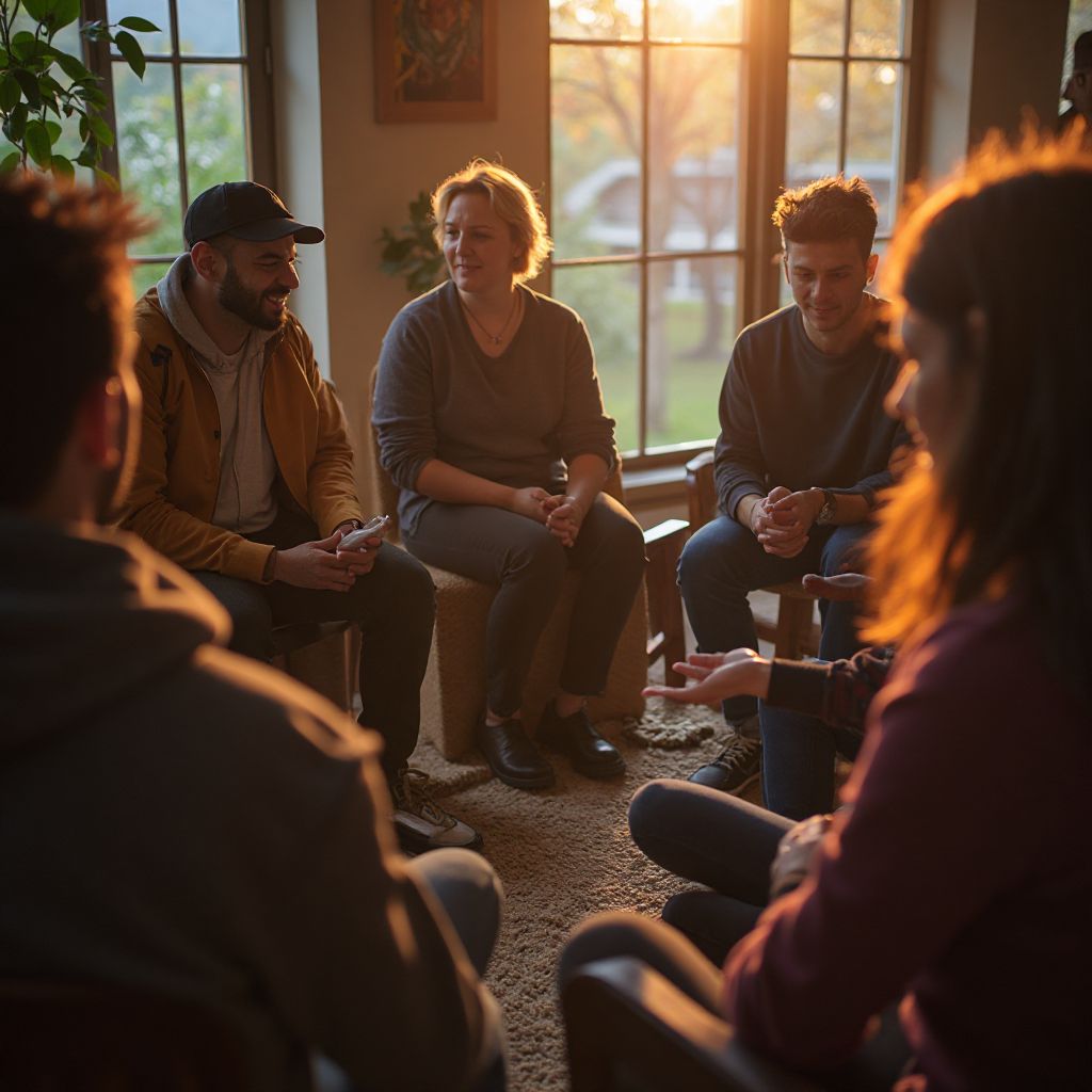 Supportive community circle during a workshop