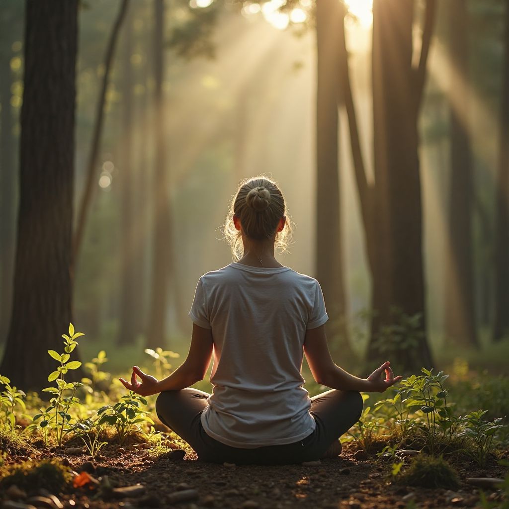 Person practicing mindfulness meditation in nature